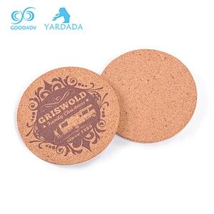 Custom cork wine coaster square round shape plain drink coasters 4 set cork