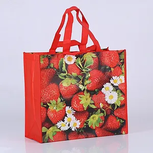 Custom wholesale red printed non-woven bag can stand for food packaging
