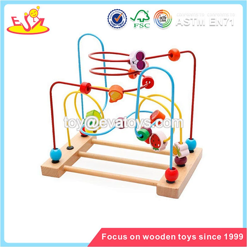 Wholesale brand new mini roller coaster shape kids wooden wire beads toy for fun W11B111