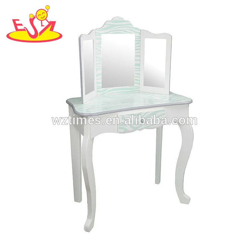 2018 New bule pattern wooden dressing table designs with mirrors W08H093