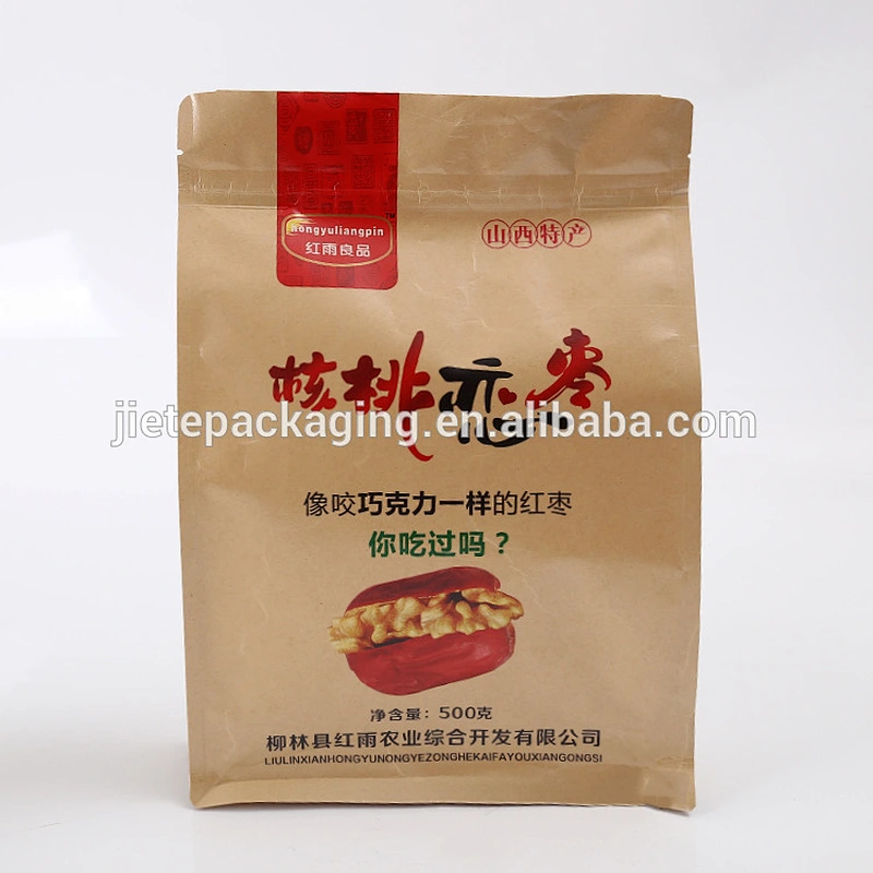 Stand up ziplock pouch food bag,ziplock stand up kraft paper bag