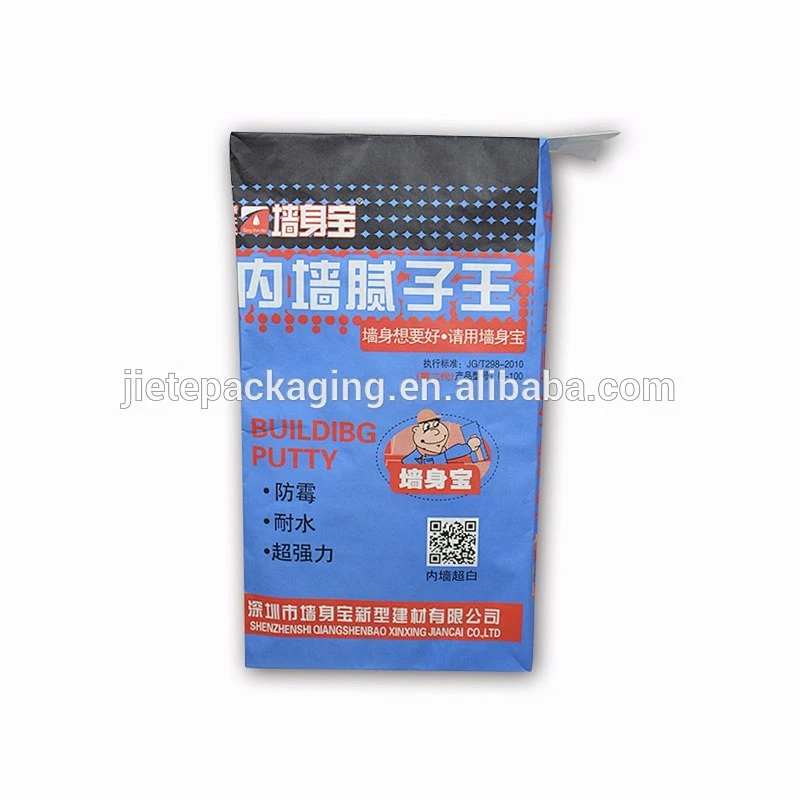25kg printed interior building putty powder kraft paper bag with valve port