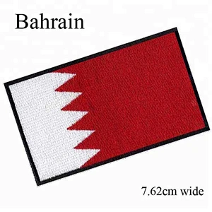 Clothing/cap/towel accessories Bahrain flag sew on patches embroidery patches with heat cut border