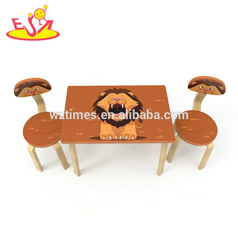 2018 New Original Design preschool brown wooden kids tables chair sets with oem W08G246