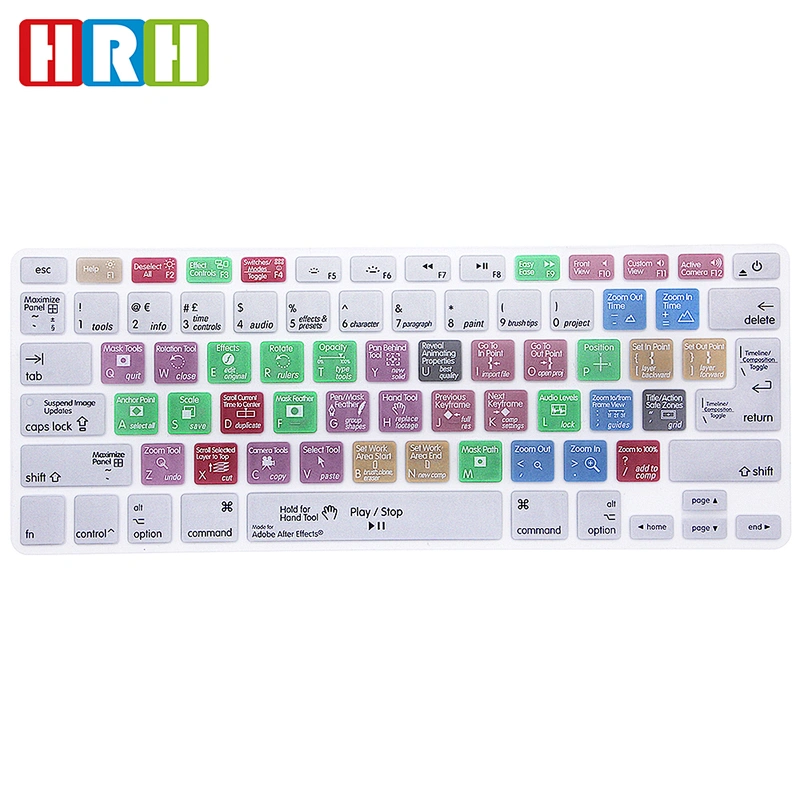 Unique Items Sell Durable Ado be After Effects Shortcuts Silicone Keyboard Skin custom keyboard cover for macbook pro 13 cover