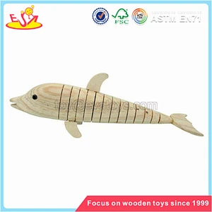 Wholesale hottest sale wooden painted fish toy children best choice paint fish toy W03A022