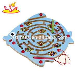 wholesale high quality baby wooden magnetic maze funny kids wooden magnetic maze W11H007