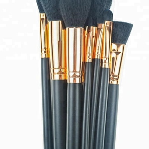 Gold silk printing private label logo Noble black makeup brush set 8 PCS Black brush makeup Synthetic fiber hair