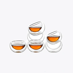 2018 Guangzhou manufactory small cup double wall mug glass tea cup water bottle for tea ware