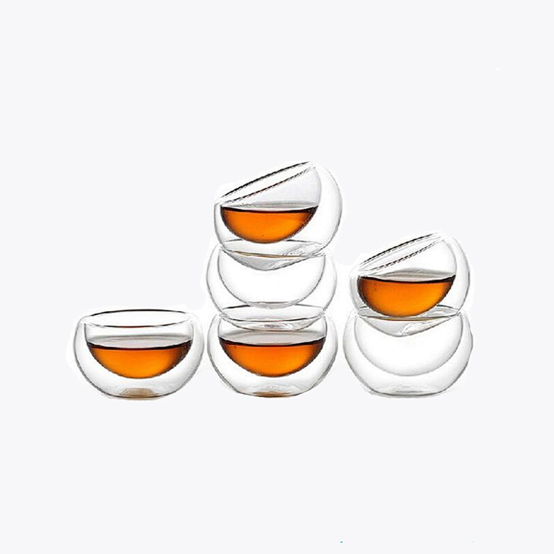 2018 Guangzhou manufactory small cup double wall mug glass tea cup water bottle for tea ware