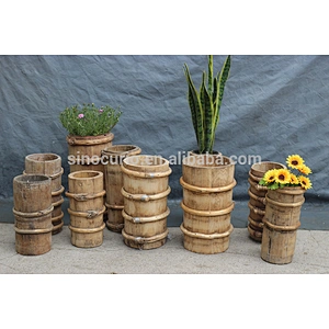 Chinese antique decoration tibetan oil bucket wooden bucket woodwork for decoration