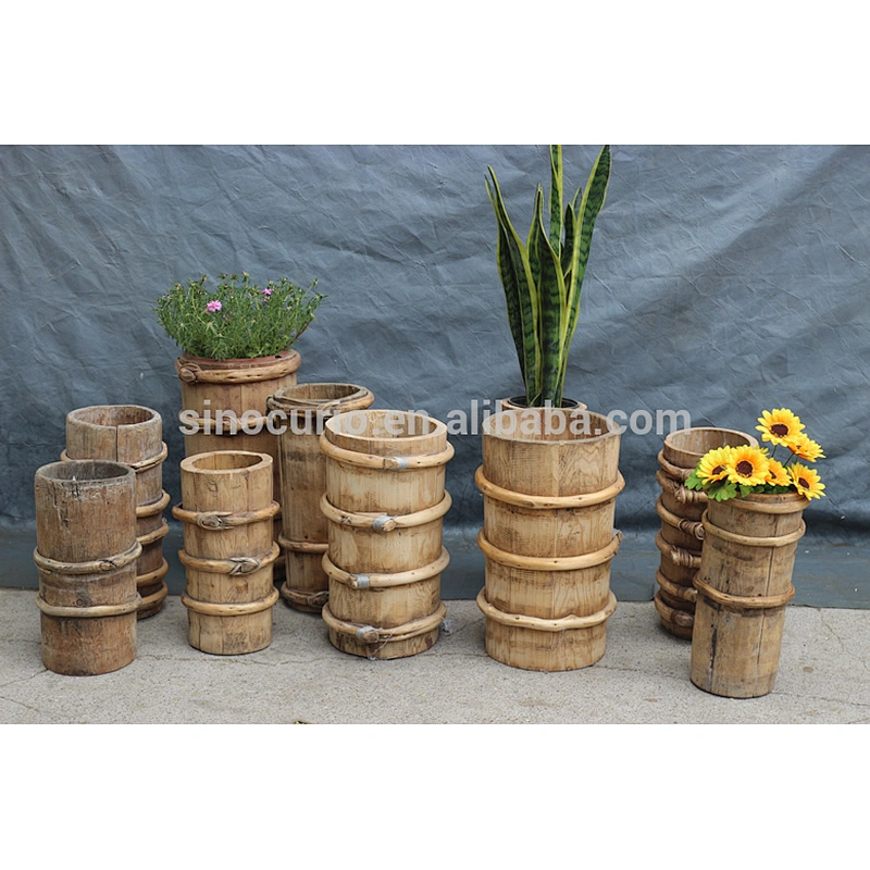 Chinese antique decoration tibetan oil bucket wooden bucket woodwork for decoration