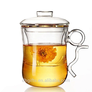 China factory 360ML borosilicate tea wine glass mug with handle for home and office use