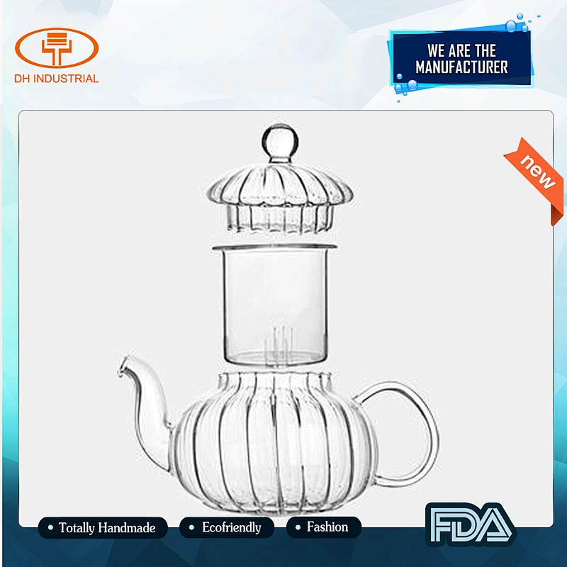 2018 hot selling borosilicate 350 ml glass tea kettle with tea cups,glass tea pot with infuser