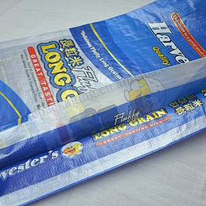 Blue 100% virgin plastic transparent pp woven rice packaging bag 25kg