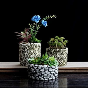 3D VASE stone shape planter flower pots concrete silicone mold for concrete making home crafts decorate