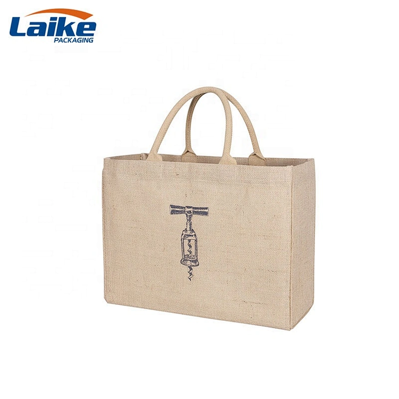 Custom Ladies Fashionable Jute tote bag reusable shopping grocery bag