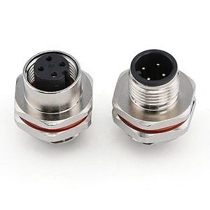 A code male rear panel mount waterproof 4pin M12 sensor connector
