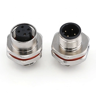 A code male rear panel mount waterproof 4pin M12 sensor connector