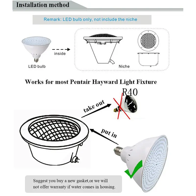 HOTOOK China Supplier LED Marine Underwater Light 120V 35W RGB IP68 Waterproof Par56-E27 Pool Light for Spa Pond Piscina