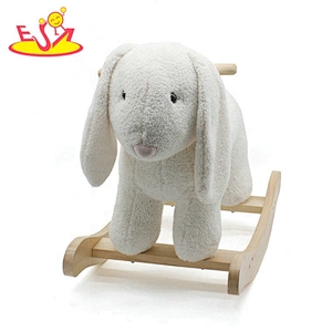 Wholesale attractive low price wooden white plush rocking horse toy for baby W16D112