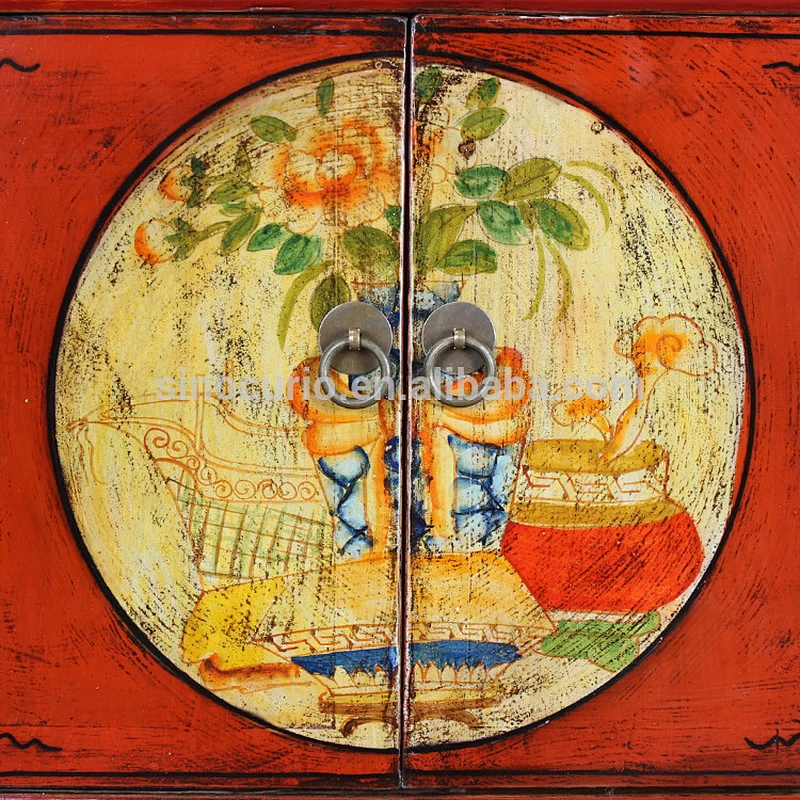 Chinese Antique Beijing Furniture Living Room Wood Painted Cabinet