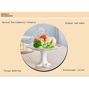 Good Quality Ceramic Tableware Fruit Cake Dessert Dish Customized Logo Pottery High Foot Snacks Plate Gifts