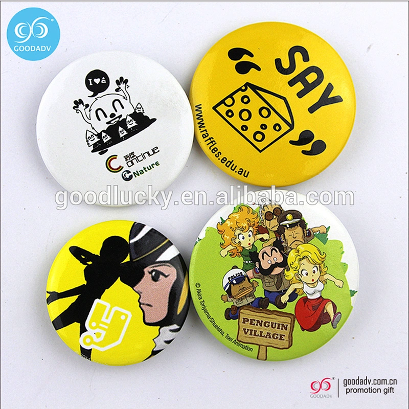 Custom advertisement tin badge button pin cheap price manufacture metal badges