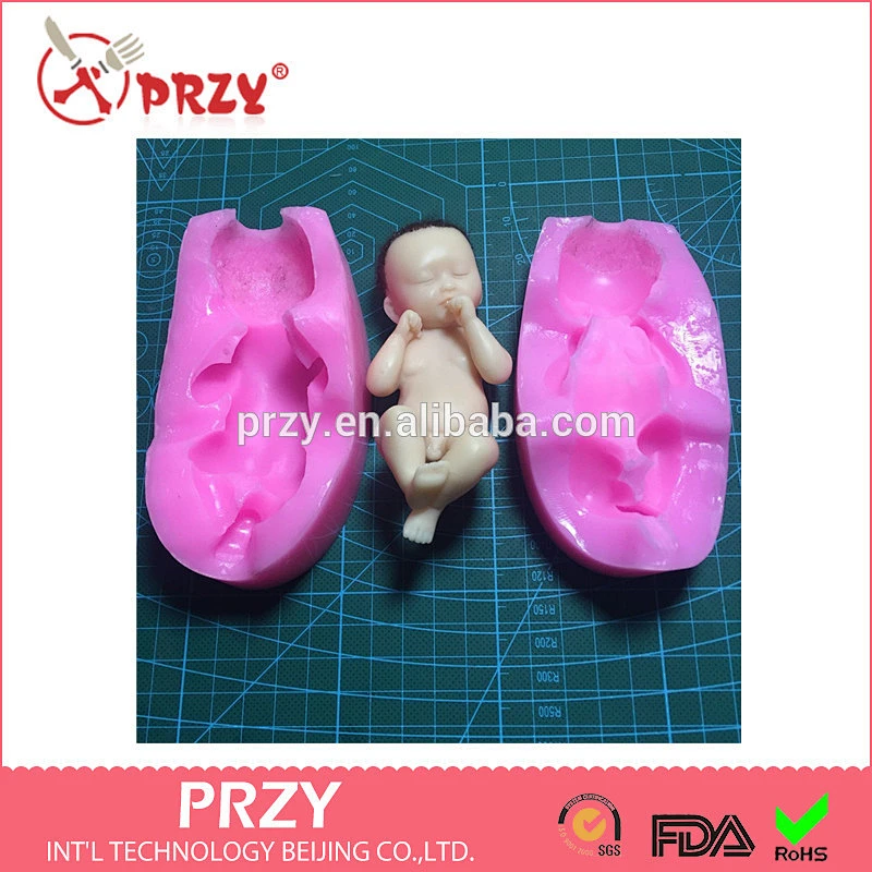 F1877 PRZY lovely 3d baby silicone mold fondant silicon mold cake decoration mold Sleeping baby boy