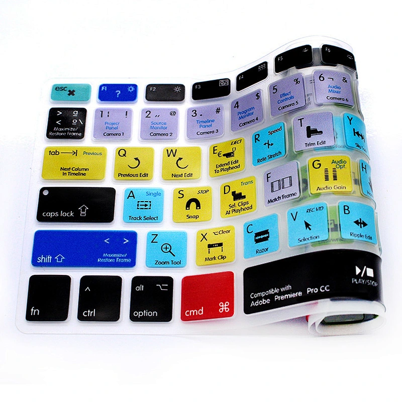 Premiere Pro CC oem hotkeys keyboard covers Spanish Language custom silicone keyboard cover For mac laptop