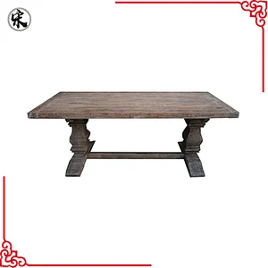 wholesale rustic reclaimed pine wood distrssed furniture dining room table