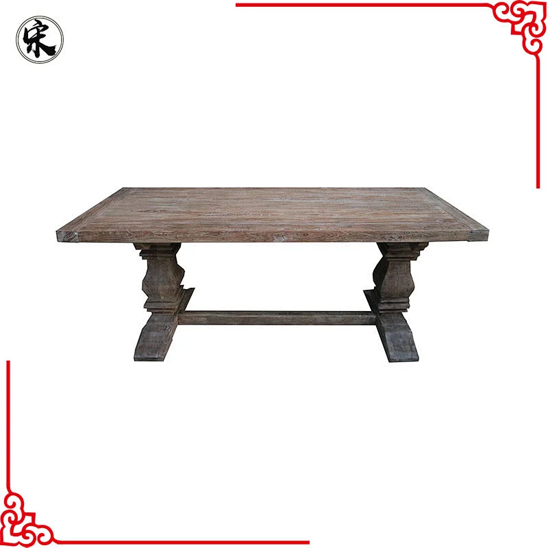 wholesale rustic reclaimed pine wood distrssed furniture dining room table