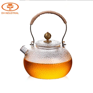 Glass Tea Kettle Wholesale-Best Price Heat Resistant Glass Tea Pot Flower Tea with Handle