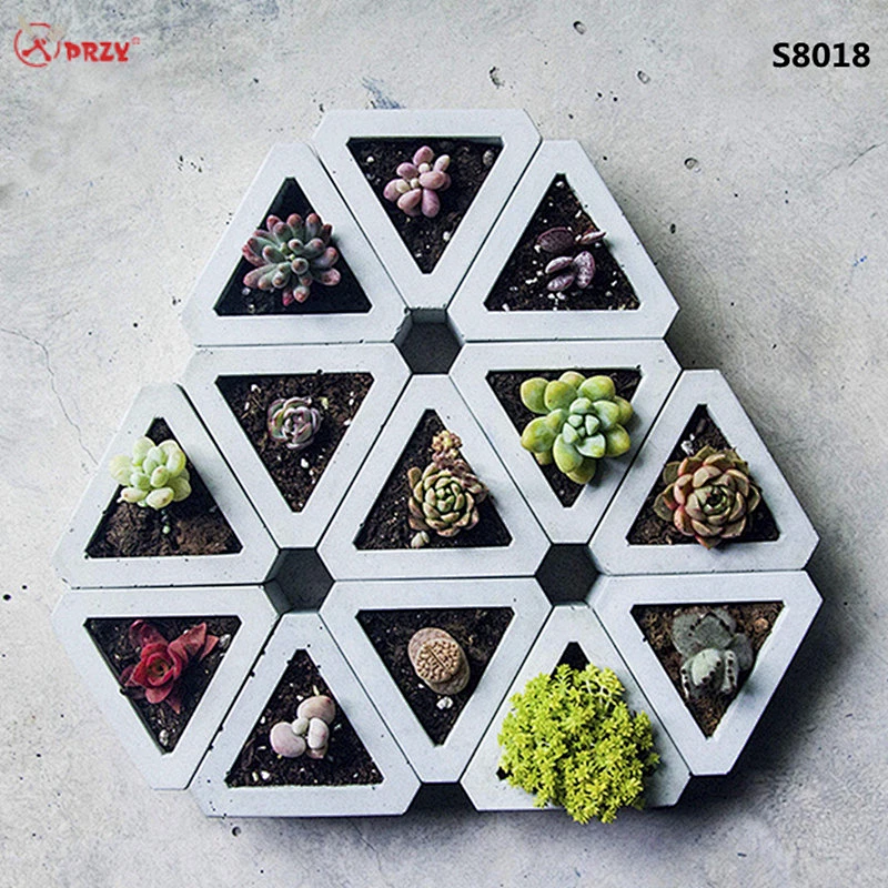 high quality 3D mini concrete vase mould silicone Triangle flower pot silicone molds concrete for sell