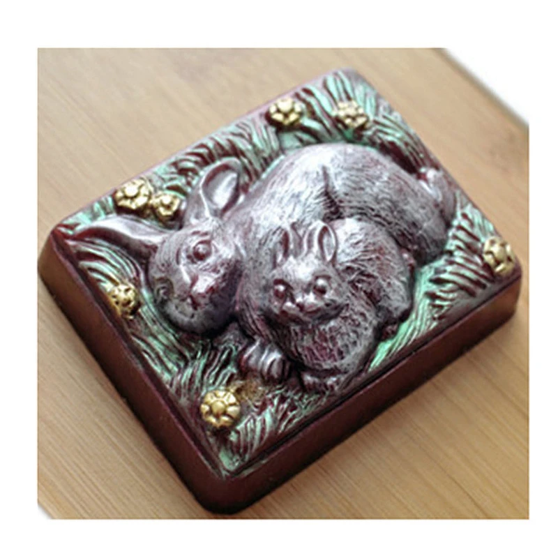 Rabbit mom and baby Soap molds Easter Cake mold Handmade soap Molds