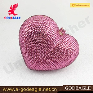 Wholesale vintage heart shape Bling Crystal Clutch Bag