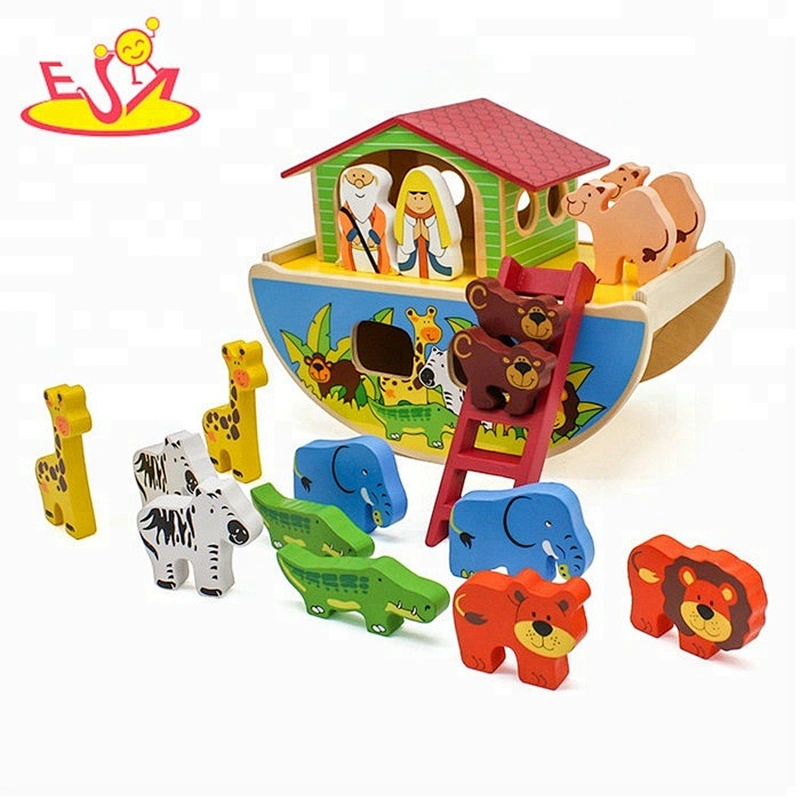 New arrival educational wooden Noah's ark play set for kids W12D106