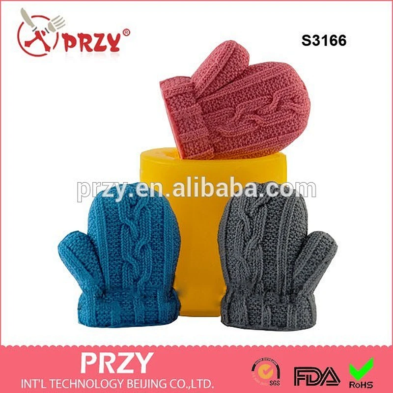 Knitted mitten New Year series 3d handmade silicone soap molds for soap decoration