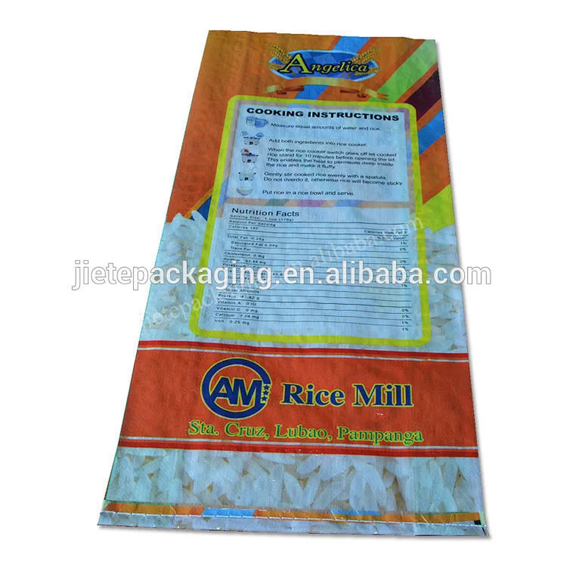 Agriculture use 25kg bopp laminated plastic pp woven rice packing bag export Philippines,Dubai