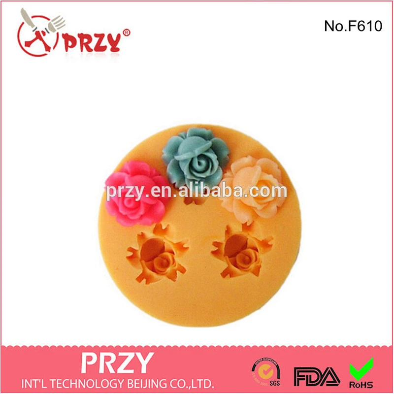 Mini three-hole silicone fondant cake decoration mold clay mold resin flower candy chocolate molds