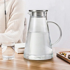 2000ml Heat-resistant Glass Tea Pot Handmade Borosilicate Glass Tea Pot Factory Supply in-stock Water Pot with Lid