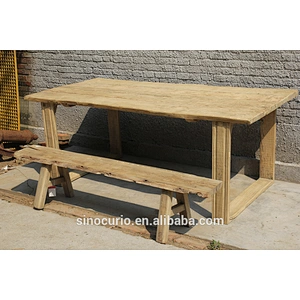 Vintage antique industrial recycle solid wood dining table