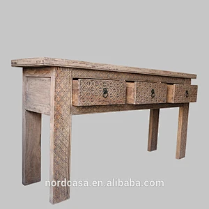 Antique Three Drawers Reclaimed Wood Writing Desk