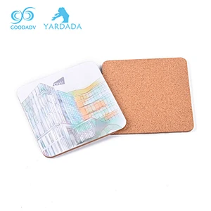 2018 Cheap printing cork wood coaster custom cardboard coasters cork wood cup mat set