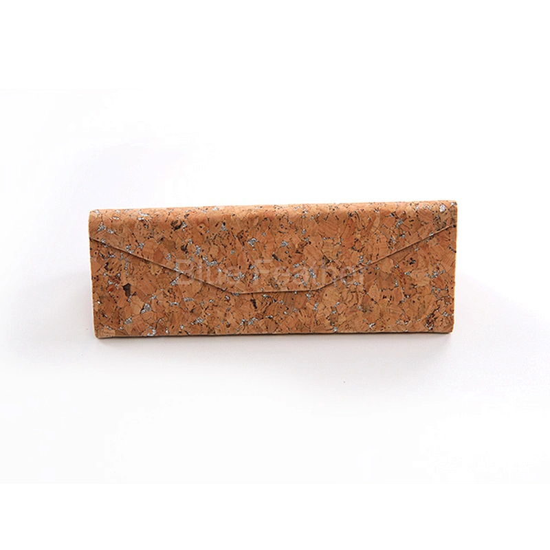 Cork PU Leather Triangle Folding eyeglass sunglass case