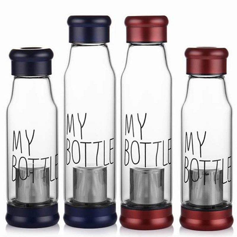 Factory Direct Wholesale Glass Bottle 550ml Double Wall Glass Travel Mug Outdoor Sports Water Glass Cup with Infuser