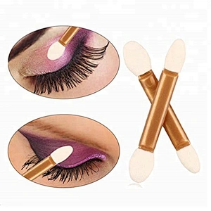 Disposable gold double ended small eyeshadow blender sponge brush set