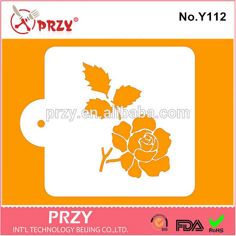 Eco-friendly Y112 decorative rose shape plastic cookie stencils