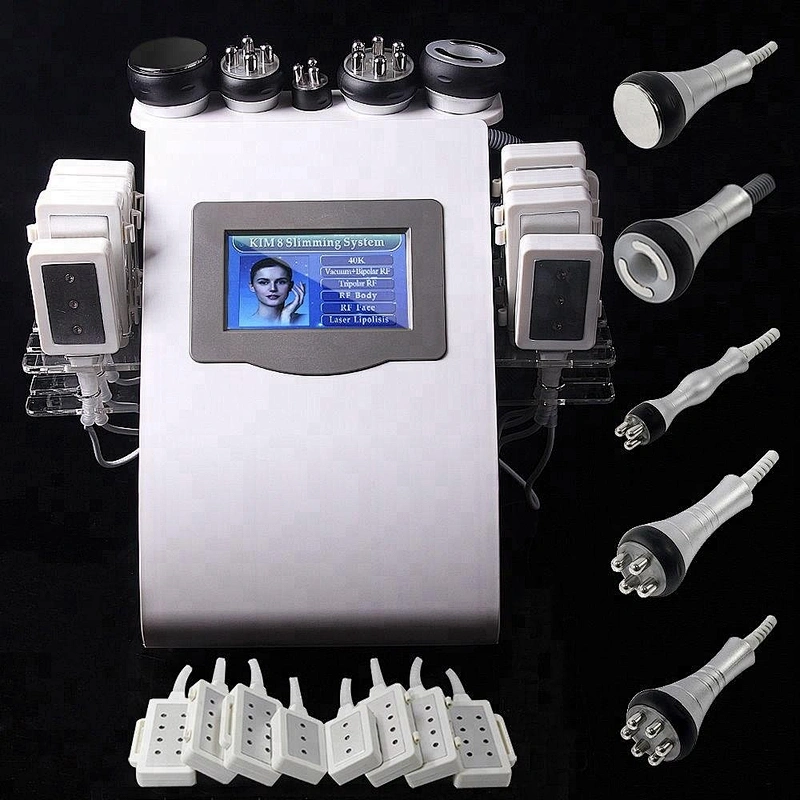 High quality  8 Pads Diode Lipo Laser LLLT Ultrasonic 40K Cavitation Slimming Vacuum RF Cellulite Weight Loss Machine