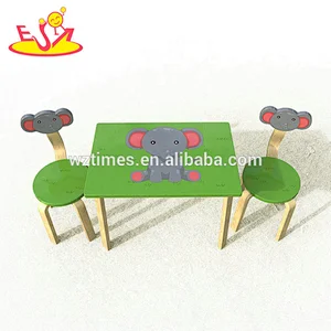 2018 New Original Design preschool brown wooden kids tables chair sets with oem W08G246